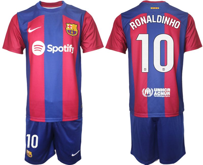 Men 2023-2024 Club Barcelona home red 10 Soccer Jersey